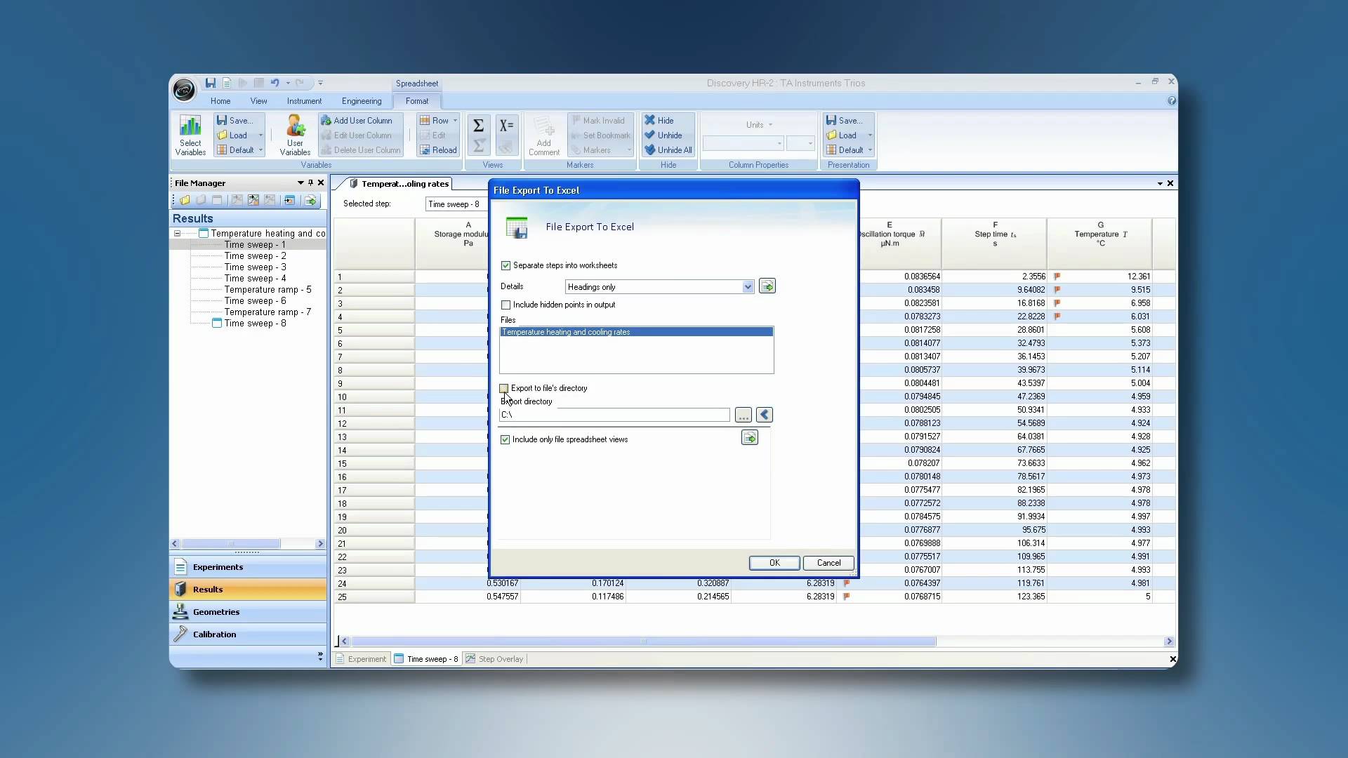 数据导出 — Trios TA Instruments